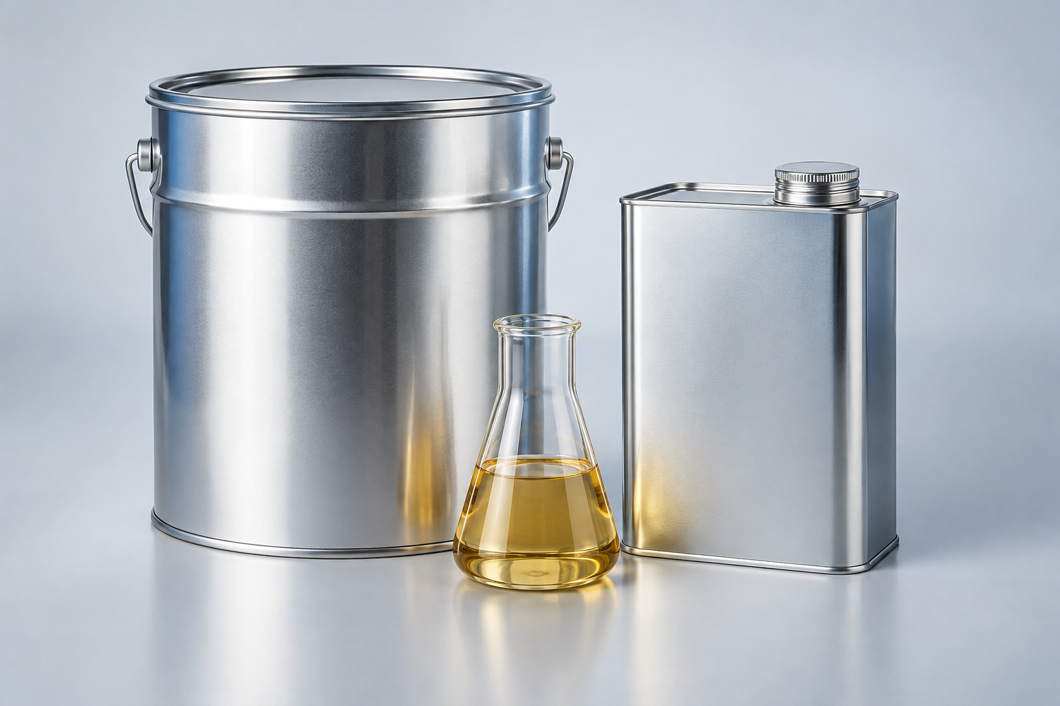 Illustrative lamination adhesive containers and liquid sample