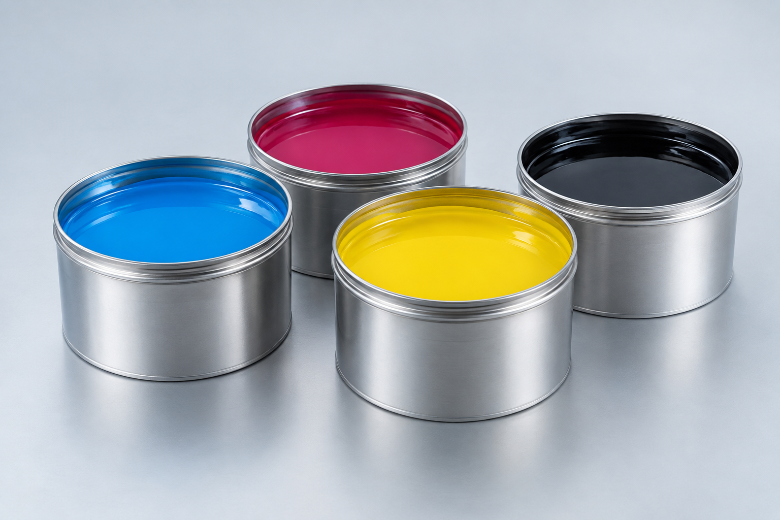 Illustrative cyan, magenta, yellow and black printing inks