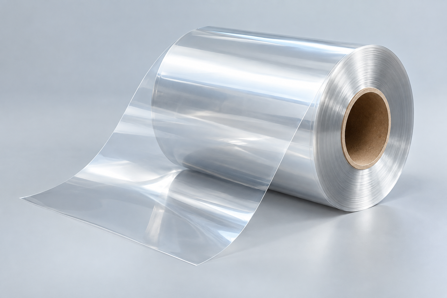 Illustrative PET film roll with a clear, dimensionally stable sheet